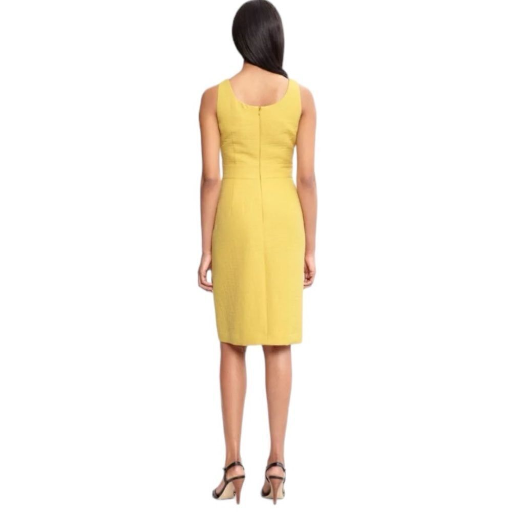 Banana Republic Chartreuse Jacquard Cocktail Sheath Dress Sleeveless Sz 0 - Picture 3 of 9
